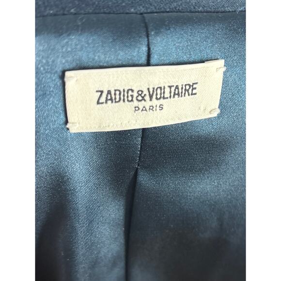 B45 Zadig & Voltaire Viva Velours Velvet Blazer M Rock Punk Preppy Androgynous - Picture 8 of 8
